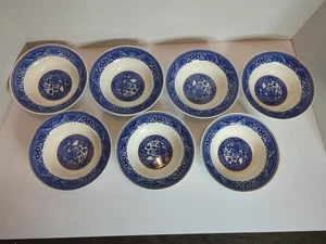 De colección Royal China Willow Ware Azul y Blanco 6.25" Bayas/Postre Cuenco EE. UU. - Juego de 7 - Imagen 1 de 16