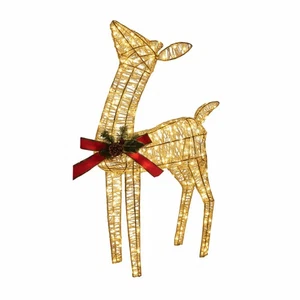 74cm Gold Rattan LED Christmas Reindeer with 250 Warm White Lights  - Picture 1 of 7