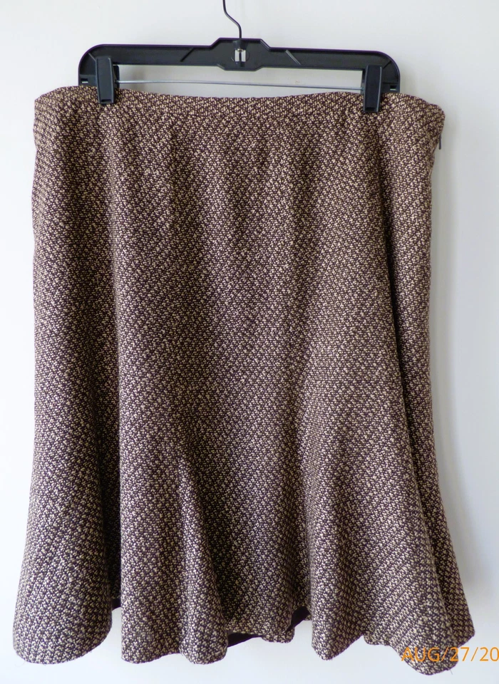 Falda Lane Bryant 18 Marrón/Beige Mezcla Lana Boucle/Tweed Acampanada/Trompeta NUEVA SIN ETIQUETAS Foto 1 de 4