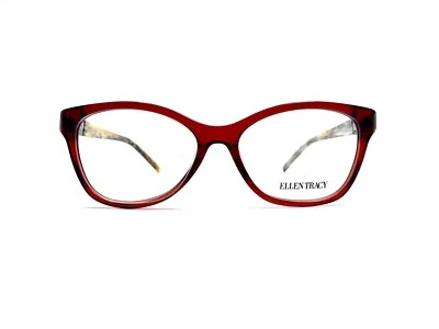 Nuevo Ellen Tracy Gafas de Gato Rojo Marrón Cuerno Templos 52 15 135 Marruecos Merlot Foto 1 de 4