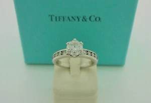 Authentic Tiffany & Co. 1.03ctw Solitaire & Channel Diamond Engagement Ring - Picture 1 of 15