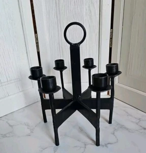 Vtg MCM brutalist Van Keppel Green Style Black Metal Candelabra Candle holder - Picture 1 of 6
