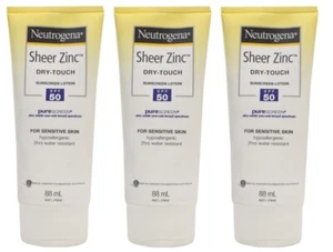 3 x NEUTROGENA 88mL SHEER ZINC DRY TOUCH SUNSCREEN LOTION SPF 50 BRAND NEW - Picture 1 of 4