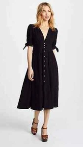 Free People Love Of My Life Darling Gauze Prairie Midi Boho Dress Size M Black - Picture 1 of 8