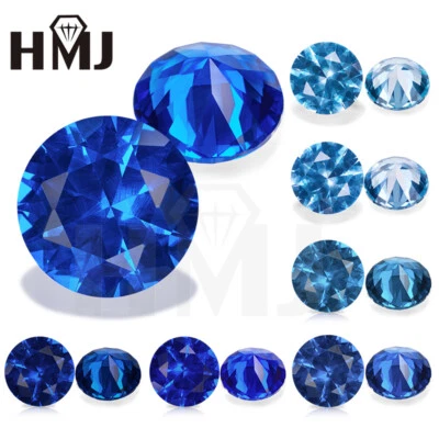 2pcs 3-15mm Blue Spinel Round Loose Gemstone Natural Flawless Certified Jewelry - Image 1 of 4