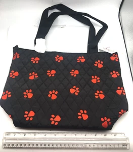 Belvah Purse Handbag Black Red Paw Prints Zip Closure NWT - Picture 1 of 5