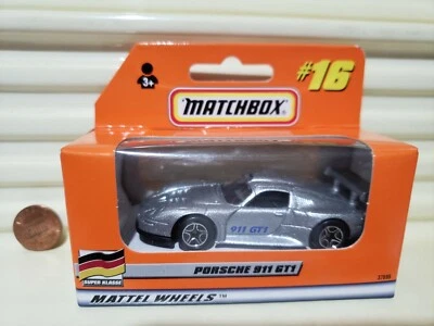 Matchbox 1998 #16 Silver PORSCHE 911 GT1 *GERMAN Issue + GERMAN Box New in Box - Image 1 of 4