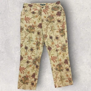 Lauren Ralph Lauren Paisley Print Pants Women Size 12 Stretch Chino - Picture 1 of 11