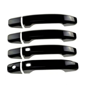Black Door Handle Cover For Chevy Silverado 2014-2024 GMC Sierra 2 Smart Keyhole - Picture 1 of 9