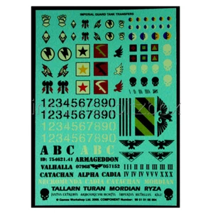 DEC09 DECALCO TRANSFER SHEET ASTRA MILITARUM TANK OLD 10*14 WARHAMMER 40000 - Imagen 1 de 1