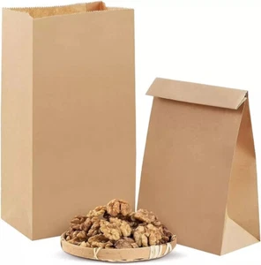 Brown Kraft Strung Paper Bags 3.5 x 6.5 x 7.5 Inch for Takeaway Food and Grocery - Picture 1 of 1