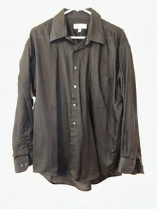 YVES SAINT LAURENT Black Long-Sleeve Button-Down Shirt Men's 16 1/2, 32/33 - Picture 1 of 16
