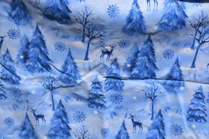 Almost a yard blue glitter forest cotton fabric 44" wide - Picture 1 of 2