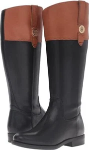 Tommy Hilfiger Women's Shano Classic Riding Boot Full Zip Wide Calf Black Brown - Picture 1 of 7