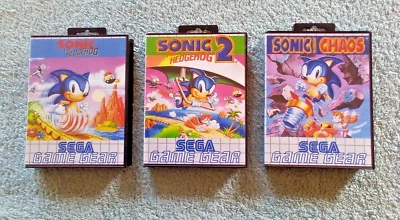 Sega game gear Sonic bundle Sonic 1, Sonic 2 and Sonic Chaos boxed new clam case - Image 1 of 4