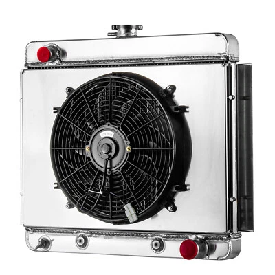 4Row Aluminum Radiator+Shroud Fan Fit 1962-1967 Chevrolet Chevy II Nova SS AT Foto 1 de 4