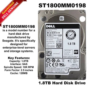 Dell PowerEdge ST1800MM0198 1.8TB 10K SAS 12Gbs 2.5" Hard Drive 1XZ231-150 RVDCJ - Picture 1 of 5