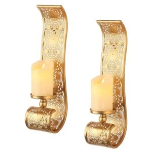 Wall Candle Sconce Set of 2,Metal Wall Mounted Candle Holder for Home,Living - Picture 1 of 7