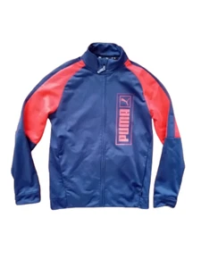 PUMA Boys Sports Sweatshirt Sweatshirt Sweatshirt Knit Full Zip Blue 13-14 Years Vintage - Picture 1 of 3