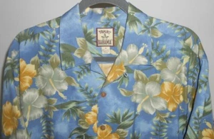 CAMISA HAWAIANA TOMMY BAHAMA PARA HOMBRE MEDIANA SS SEDA TROPICAL FLORAL AZUL/VERDE/AMARILLO - Imagen 1 de 2