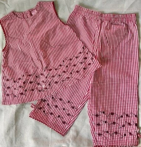 Copper Key Girl's Size 5/6 Red Gingham Lady Bug Outfit Top And Pants 100% Cotton - Picture 1 of 5