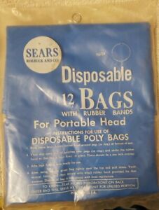 12 Sears 663754 Disposable Blue bags With Rubber Bands For Portable Head Toilet