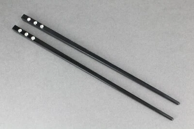 Black plastic hair chop sticks crystals accessory picks pins 7.5" long set of 2 - Image 1 of 4