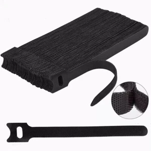 50Pcs Cable Straps Black Wire Cord Hook Loop Ties Reusable Fastening Organizer - Picture 1 of 9