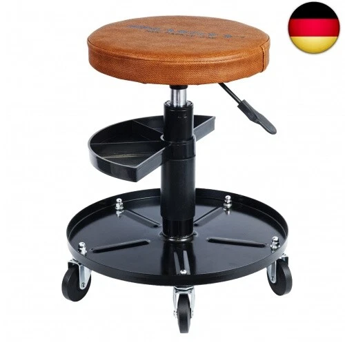 HASKYY Werkstatthocker, 43-58cm - Schwarz/Braun