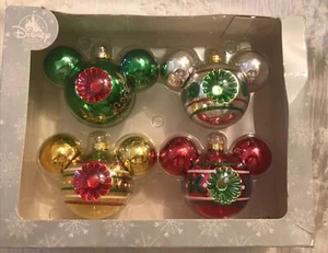 Disney Parks Mickey Head Icon Christmas Ornament Box Set Retro - Picture 1 of 3