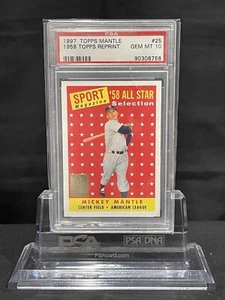 1997 Topps Mantle Card #25 (1958 Topps) PSA 10 (POP 19) - Bild 1 von 2