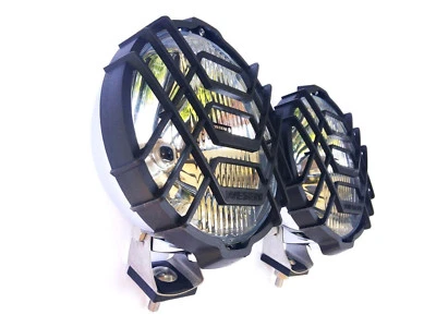 2x Rund Chrom Fernscheinwerfer Halogen Zusatzscheinwerfer 12V 24V mit Glühbirnen - Bild 1 von 4