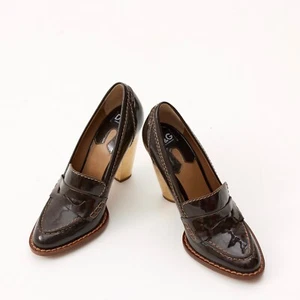 Dolce&Gabbana Brown Patent Leather Block Heel Pumps Size EU 37 / US 7 - Picture 1 of 6