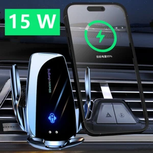 Wireless Car Charger 15W Fast Charging Phone Holder Automatic Clamping Mount UK - Picture 1 of 19