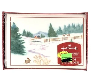 Carta vacanza Hallmark 15 carte e 15 buste scena stagionale invernale nuovo NOS USA - Foto 1 di 6