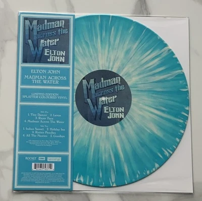 ELTON JOHN MADMAN  ACROSS THE WATER LIMITED COLOURED SPLATTER  VINYL LP IN STOCK - Image 1 of 3