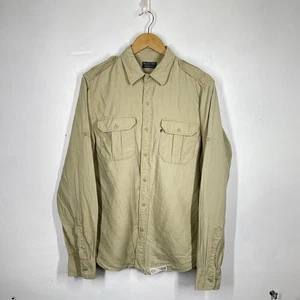 Ralph Lauren Linen Shirt Mens M Khaki Roll Tab Sleeve Summer Safari Military - Picture 1 of 10
