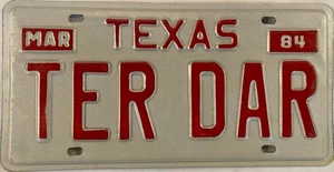 Vanity TER DAR TERRY TERESA DARA DARLENE license plate Darnell Darcie Terrence - Picture 1 of 7