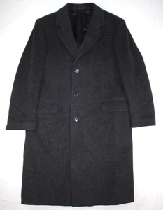 Vintage Adams Row Coat Men's 42 R Wool Topper Overcoat Long Heavy Charcoal Gray - Picture 1 of 11