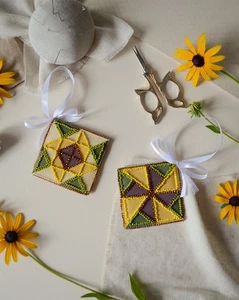DIY Bead Embroidery "Decoration Motif of the sun", Christmas Tree Toy DIY Kit  - Picture 1 of 7