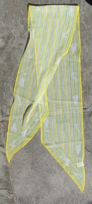 De Colección Amarillo Blanco Azul Rayas Vera Gasa Fina Bufanda Scarftie Foto 1 de 3