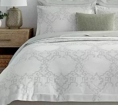 Sferra Laterina F/Queen Duvet Cover Silversage Soft Cotton Sateen Jacquard. New! - Image 1 of 4