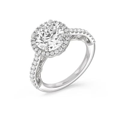 Platinum Engagement Diamond Ring Lab Grown Round 2.8 Carat IGI Certified 950 - Image 1 of 4