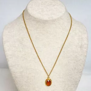 Sarah Coventry Bernstein Stein Anhänger Halskette goldfarben Zopfglieder Federverschluss - Bild 1 von 11