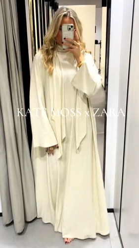 OFF WHITE Abito lungo maxi sciarpa Zara x Kate Moss bianco ecrù taglia XS S M L 9574 119 nuovo