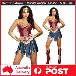 Ladies Wonder Woman Super Hero Fancy Dress Halloween Superhero Costume - Picture 1 of 8