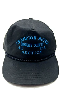 Vintage Dubuque County 4H FFA Auction Livestock Hat Cap Snapback Black B#7 - Picture 1 of 10