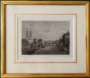 Grabado en acero Zurich de A. J. Terwen según una pintura Ludwig Rohbock, enmarcado - Imagen 1 de 3