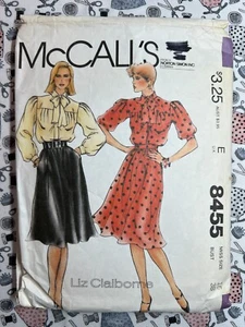 McCall's Sewing Pattern 8455 Misses Blouse & Skirt Size 16 Bust 38 Cut Complete - Picture 1 of 3