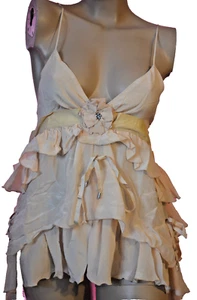 joli top multi-volants en soie saumon HIGH USE taille 36 NEUF AVEC ETIQUETTES - Picture 1 of 3